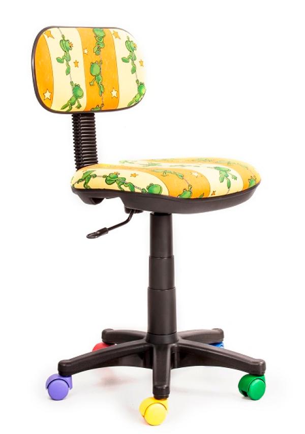 Кресло Recardo Junior D10, желтый с рисунком "Лягушки", акрил, без подлокотников, крестовина-пластик, регулировка высоты сиденья - газлифт, до 80кг