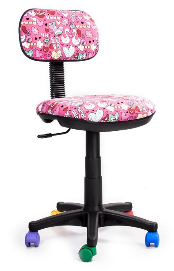 Кресло Recardo Junior DA03, розовый с рисунком, акрил, без подлокотников, крестовина-пластик, регулировка высоты сиденья - газлифт, до 80кг