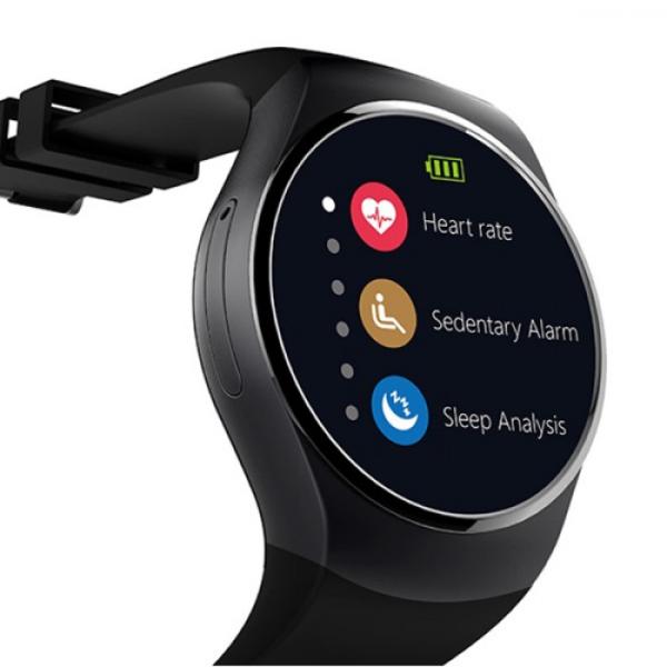 Часы - телефон Smart Watch KW18, GSM 850/900/1800/1900, 1.3", 240*240, сенсорный, BT, Android, пульсометр, черный