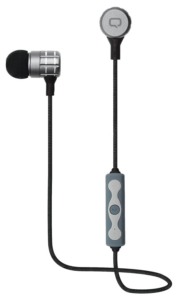 Наушники с микрофоном беспроводные BT вставные QUMO Freedom Pulse (BT-0010), Bluetooth 4.2, A2DP/HFP/HSP, USB, регулятор громкости, 3.5ч, черный-серебристый