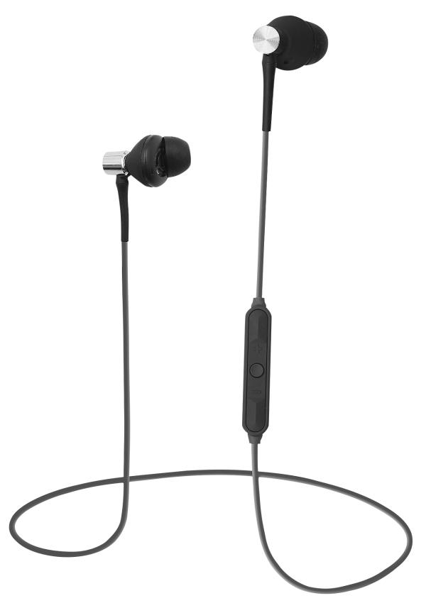 Наушники с микрофоном беспроводные BT вставные QUMO Freedom Style Mini (BT-0011), Bluetooth 4.2, A2DP/HFP/HSP, USB, регулятор громкости, 3.5ч, черный-серебристый