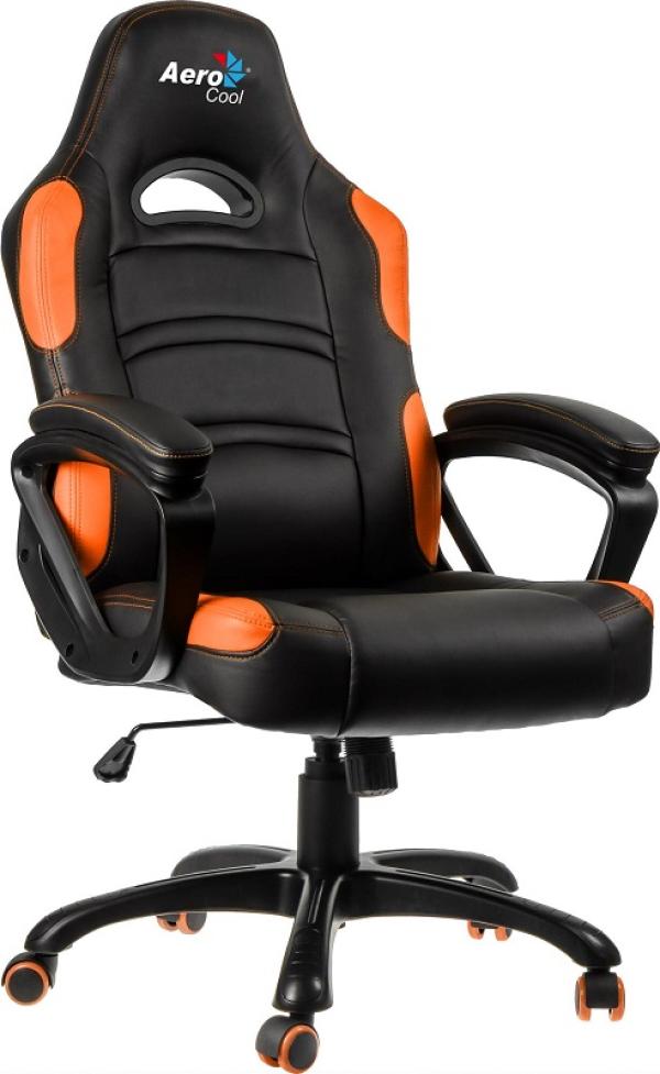 Кресло геймерское Aerocool AC80C-BO, черный-оранжевый, кожзаменитель, механизм качания TG, подлокотники закругленные с мягкими накладками, крестовина-пластик, регулировка высоты-газлифт, до 130кг