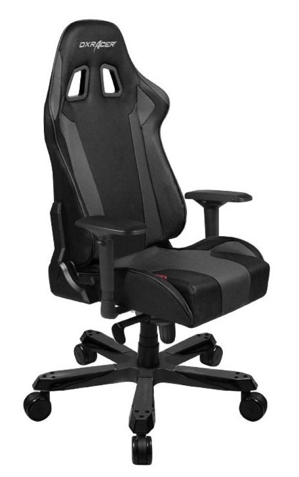 Кресло геймерское DxRacer OH/KS06/N, черный, кожзаменитель, наклон спинки до 180гр, Т-образные подлокотники, крестовина-металл с пластиковыми накладками, регулировка высоты-газлифт, до 120кг