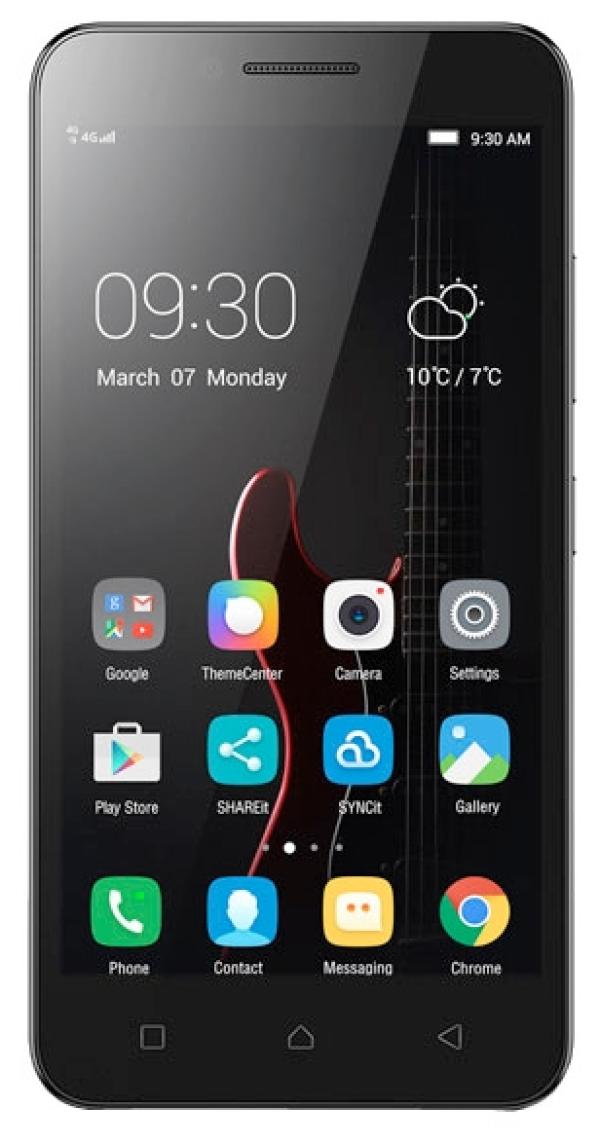 Смартфон 2*sim Lenovo Vibe C (PA300066RU), 4*1.1ГГц, 8GB, 5" 854*480, 4G/3G, GPS, BT, WiFi, G-sensor, 2 камеры 5/2Мпикс, Android 5.1, 71.8*143.5*8.95мм 166г, черный