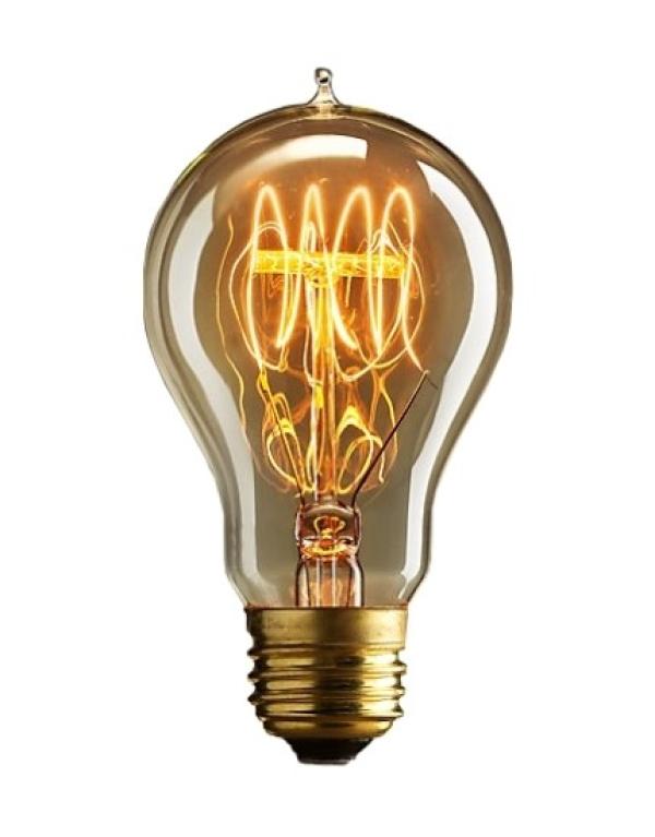 Лампа E27 светодиодная белая Эдисона LED A 19 Spiral, винтажная, 4Вт, теплый, 2200К, 220..240В, 400Лм, 35000ч, груша, филамент, диммируемая, прозрачный, 70/113мм