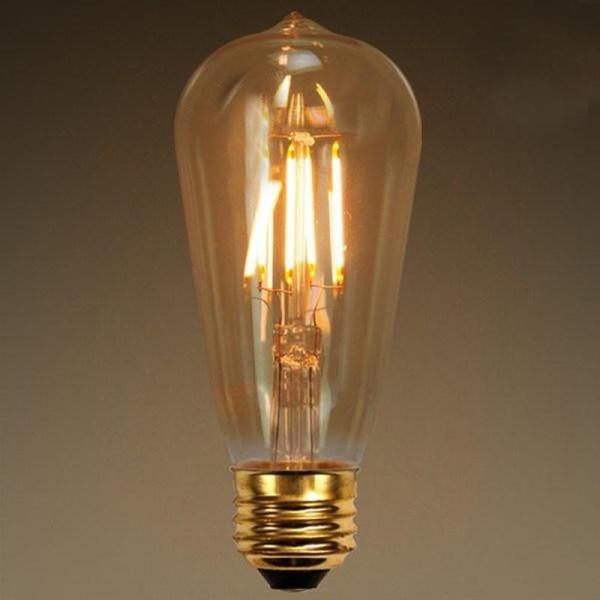 Лампа E27 светодиодная белая Эдисона LED FILAMENT ST 64 SHORT, винтажная, 5Вт, теплый, 1800К, 220..240В, 550Лм, 35000ч, конус, филамент, диммируемая, прозрачный, 64/146мм