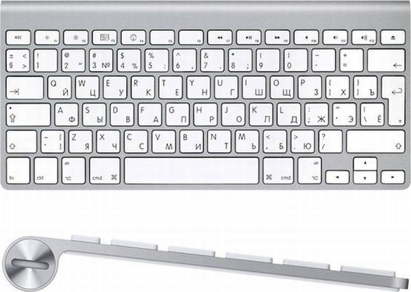 Клавиатура беспроводная Apple Wireless Keyboard MC184, BT, Multimedia 10 кнопок, Slim, 2*AA, серый