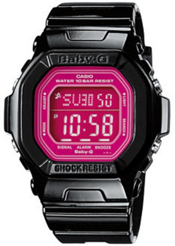 Часы наручные Casio Baby-G BG-5601-7ER, электронные, минеральное стекло, пластик, 10Бар, подсветка, секундомер, таймер, будильник, календарь, поясное время, ударопрочный корпус, 43*40*12мм 38г, черный