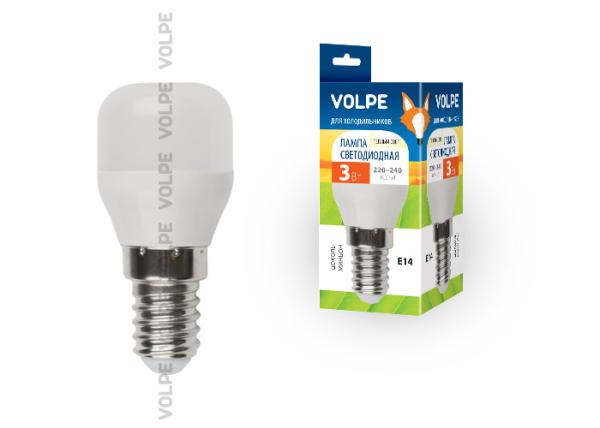 Лампа E14 светодиодная белая Volpe LED-Y27-3W/WW/E14/FR/Z, 3/25Вт, теплый белый, 220..240В, 250Лм, 25000ч, для холодильников и швейных машин, матовый, 27/58мм