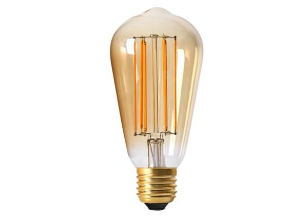 Лампа E27 светодиодная белая Эдисона LED FILAMENT ST 64 LONG, винтажная, 5Вт, теплый, 1800К, 220..240В, 550Лм, 35000ч, конус, филамент, диммируемая, прозрачный, 64/146мм