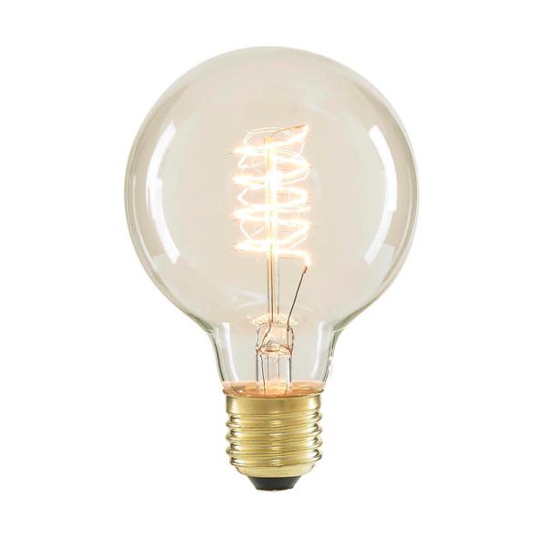 Лампа E27 светодиодная белая Эдисона LED G 80 Spiral, винтажная, 4Вт, теплый, 2200К, 220..240В, 400Лм, 35000ч, шар, филамент, диммируемая, прозрачный, 80/120мм
