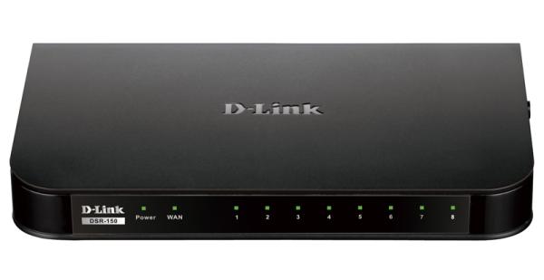 Сетевой экран (Firewall) D-Link DSR-150/A1/A1A/A2A/DSR-150/L, 8*RJ45 LAN 100Мбитс, 1*RJ45 WAN 100Мбит/с, 1*USB2.0, 1*RJ45 RS232, принт-сервер, VPN-сервер, VPN-клиент