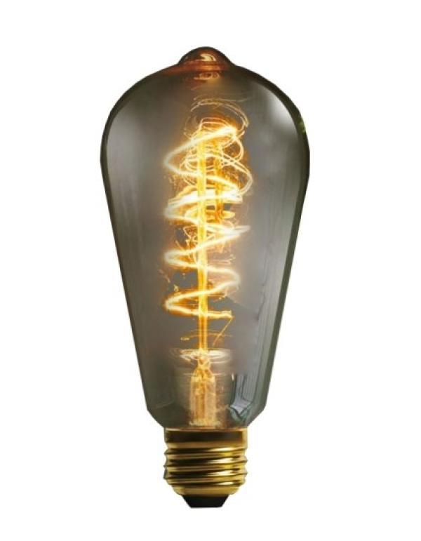 Лампа E27 светодиодная белая Эдисона LED ST 64 Spiral, винтажная, 4Вт, теплый, 2200К, 220..240В, 400Лм, 35000ч, конус, филамент, диммируемая, прозрачный, 64/146мм