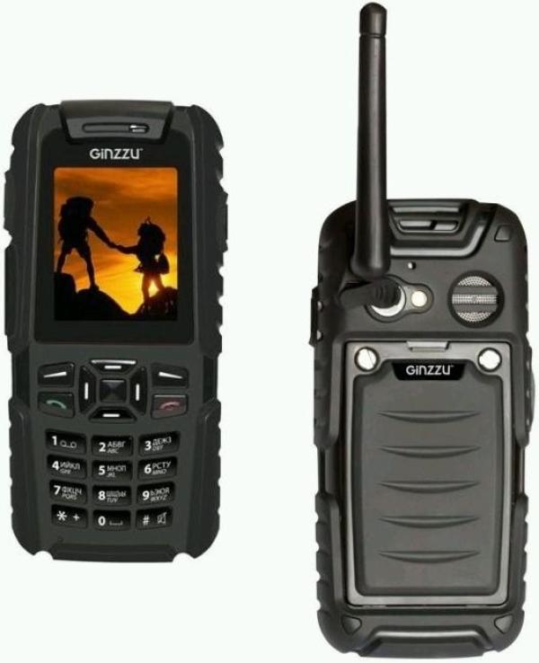 Мобильный телефон Ginzzu R6 Ultimate, GSM850/900/1800/1900, 2" 240*320, камера 2Мпикс, SDHC-micro, BT, GPS, запись видео, WAP, MP3, пыле-водонепроницаемый IP67, Walkie-Talkie, 52*110*13мм 80г, черный