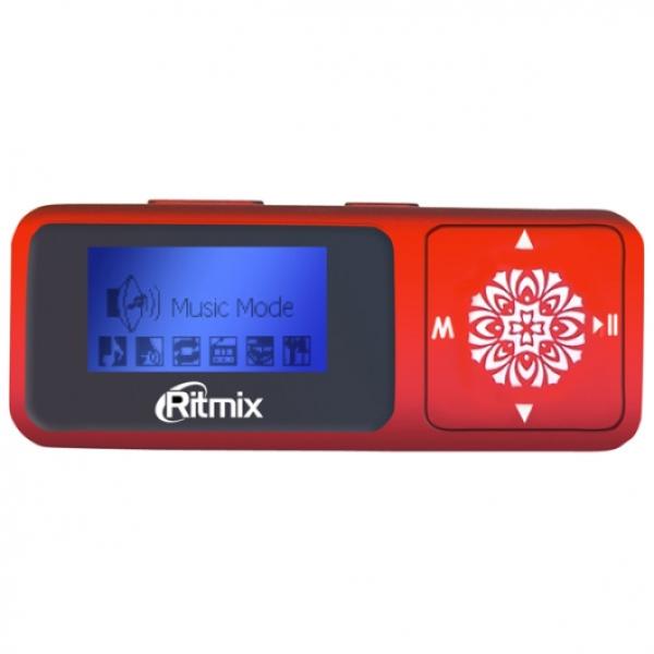 Плеер MP3 Флэш Ritmix RF-3350, ЖК 128*64, 4GB, SD-micro/SDHC-micro, USB2.0, FM радио, диктофон, аккумулятор, 10ч, 69*12*26мм 22г, красный