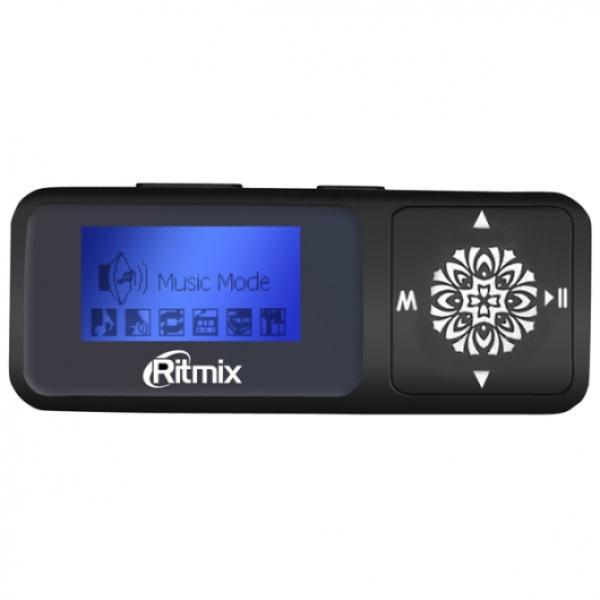 Плеер MP3 Флэш Ritmix RF-3350, ЖК 128*64, 4GB, считыватель карт памяти, USB2.0, FM радио, диктофон, аккумулятор, 10ч, 96*12*26мм 22г, черный