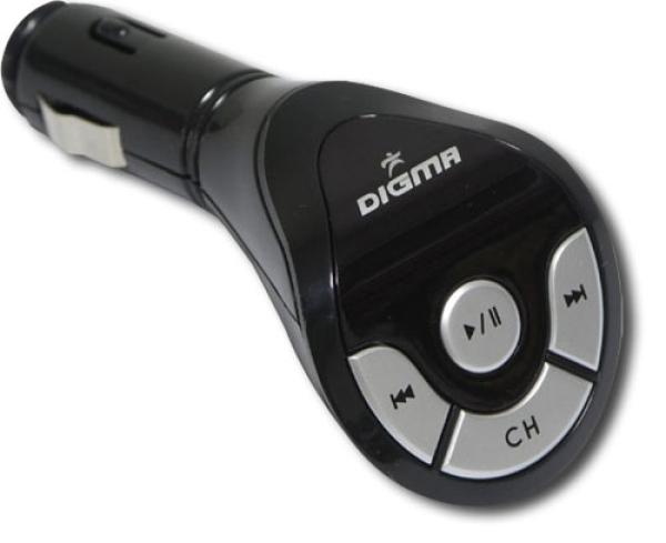 Плеер MP3  с радиопередатчиком для автомобиля Digma ESM191A, USB, MP3/WMA, вход Minijack, ЖКД, черный