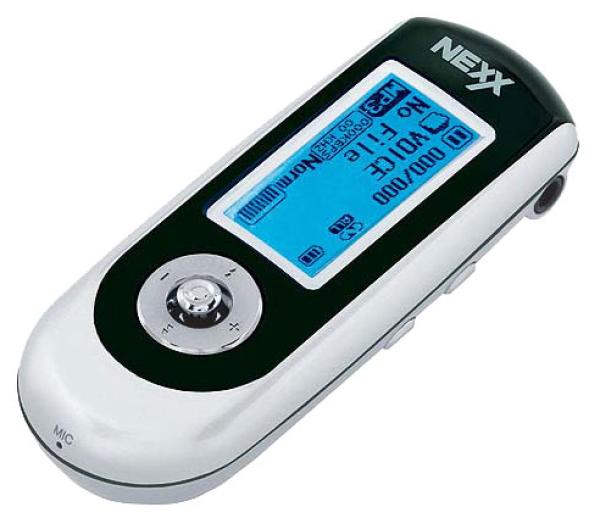 Плеер MP3 Флэш Nexx NF-375, 512M, FM радио, Диктофон, модуль памяти, 79*31.5*20.6мм, 42г, серебристый-черный, AAA