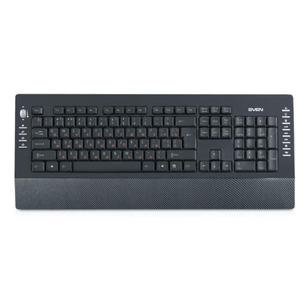 Клавиатура Sven Comfort 4200, USB, Multimedia 12 кнопок, колесо прокрутки, подставка для запястий, черный