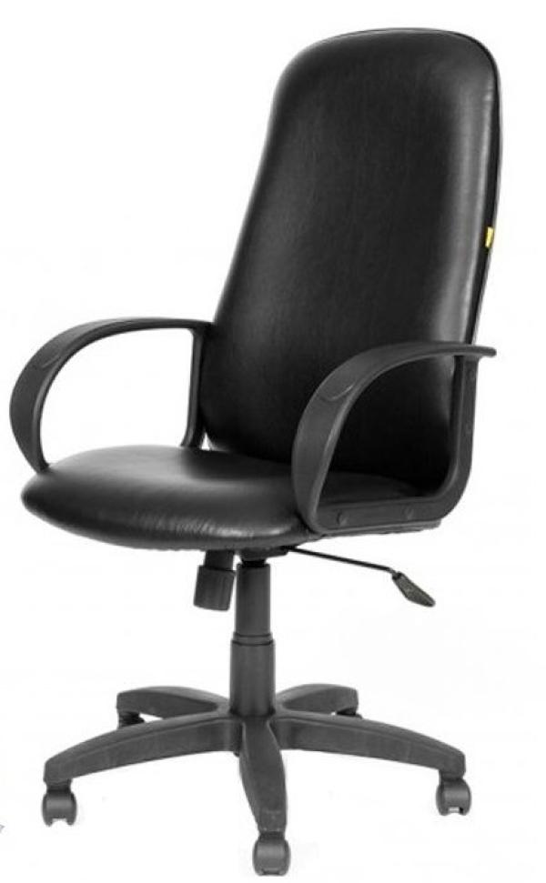 Кресло Chairman CH-279, черный, кожзаменитель, механизм качания TG, закругленные подлокотники, крестовина - пластик, регулировка высоты сиденья - газлифт, до 120кг
