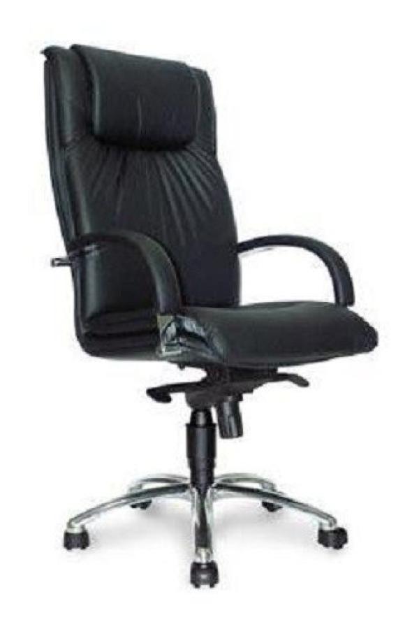 Кресло OLSS Артекс Хром, черный, кожа, механизм качания TG, эргономичная спинка и сиденье, закругленные подлокотники, крестовина-хром, регулировка высоты сиденья - газлифт, до 120кг