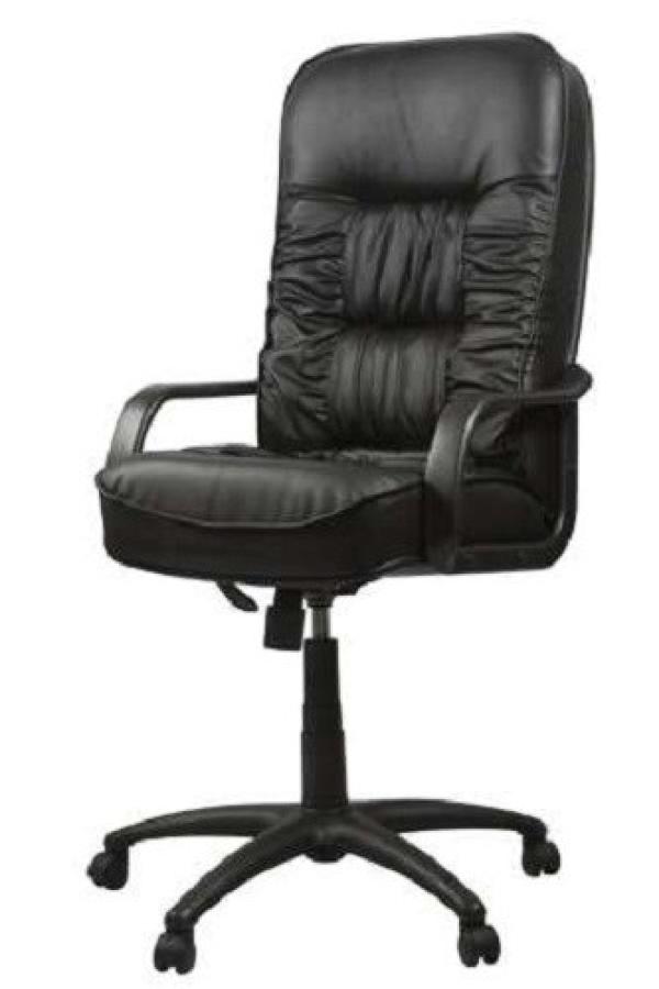 Кресло OLSS Болеро, черный, кожа Консул, механизм качания TG, закругленные подлокотники, крестовина - пластик, регулировка высоты - газлифт, до 120кг