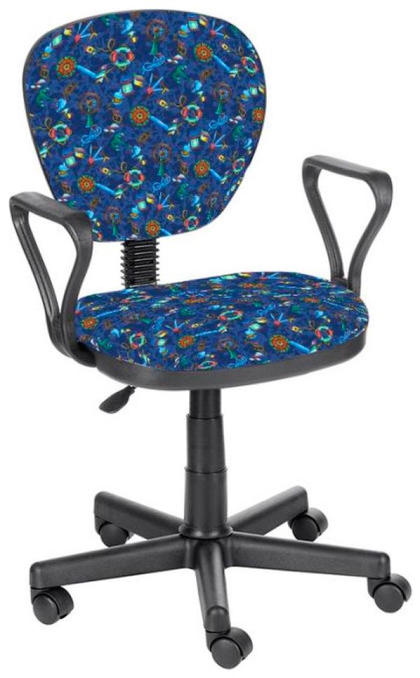 Кресло OLSS Гретта Profi Самбо Т-45СН, акрил, синий с рисунком, закругленные подлокотники, крестовина - пластик, регулировка высоты сиденья - газлифт, до 80кг