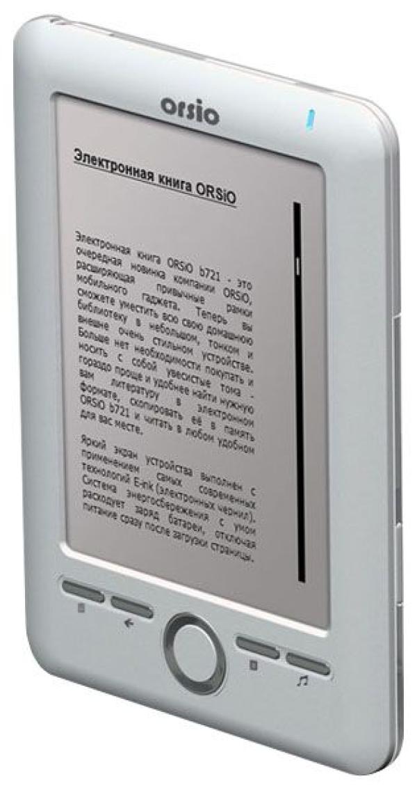 Электронная книга Orsio b751, 400МГц, Flash 512MB, 5" 800*600, DjVu/EPUB/FB2/HTML/JPG/PDF/PNG/RTF/TIFF/TXT/ZIP, SD, USB2.0, 108*149*10*мм 170г, белый