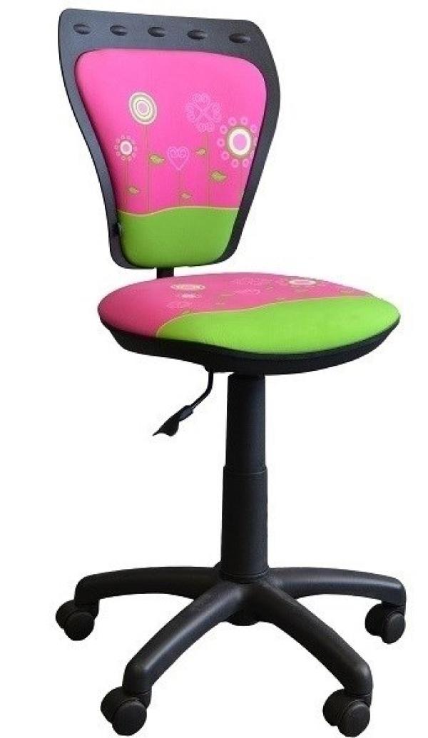 Кресло NS MINISTYLE GTS FLOWERS, розовый с рисунком, акрил, без подлокотников, крестовина-пластик, регулировка высоты сиденья - газлифт, до 80кг