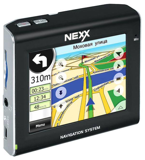 GPS навигатор автомобильный Nexx NNS-3510, 64M, ЖКД 3.5" 320*240, MMC/SD, USB, Bluetooth, Hands-Free, сенсорный экран, аккумулятор, до 4ч, iGo, 94*83*22мм 145гр
