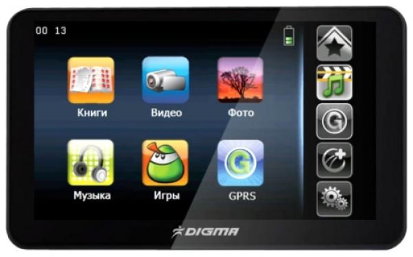 GPS навигатор автомобильный с GSM/GPRS Digma DS505N, 4GB, ЖКД 5" 800*480, SD-micro, GSM/GPRS, сенсорный экран, Li-Poly, Навител Навигатор 5, 134*85*13мм 175г, черный