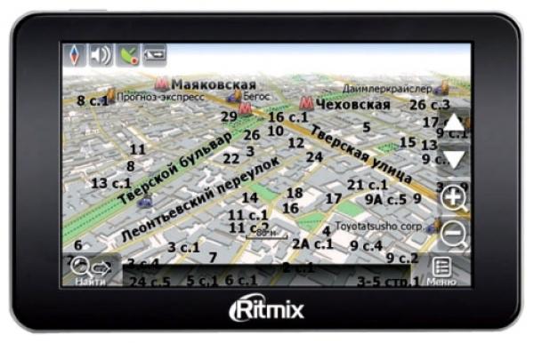 GPS навигатор автомобильный Ritmix RGP-575, 64 канала, ЖКД 5" 800*480, SD-micro, сенсорный экран, Li-Poly, Навител Навигатор 5, 135*85*13мм 175г