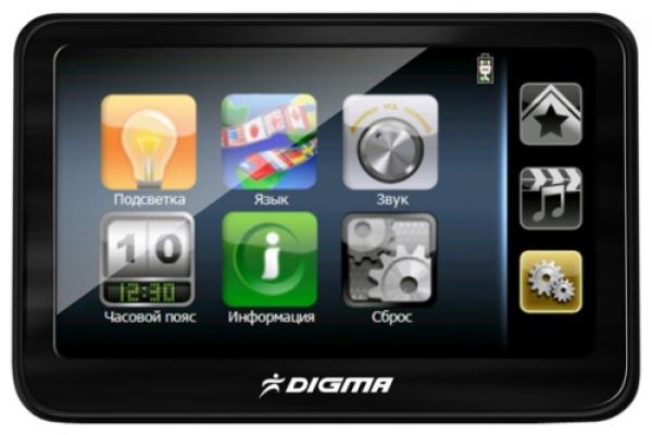GPS навигатор автомобильный Digma DM435, 32 канала, 1G, ЖКД 4.3" 480*272, SD-micro, USB2.0, подсветка, сенсорный экран, аккумулятор Li-Poly, 2ч, Навител Навигатор 3.2, 117*78*12мм 130г, уценка