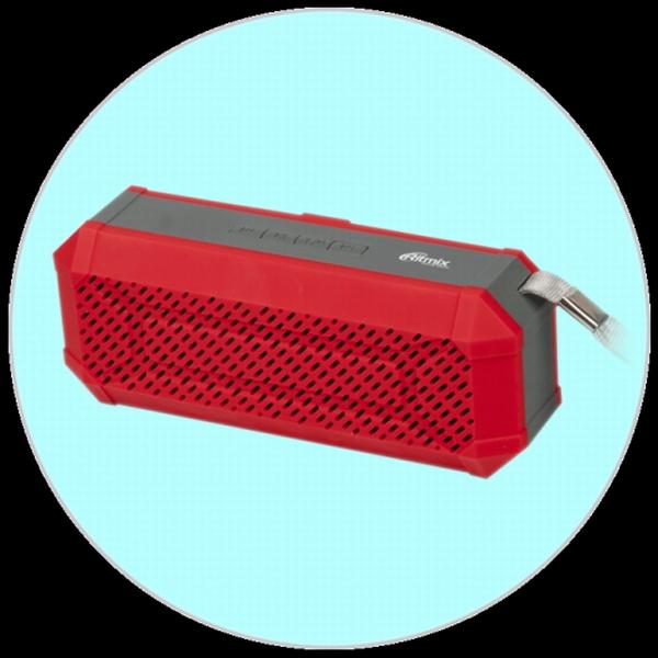 Колонки  Bluetooth  мобильные с MP3 плеером Ritmix SP-260B, 6Вт, 100..18000Гц, USB, линейный вход, FM-радио, SD-micro, аккумулятор, пластик, красный
