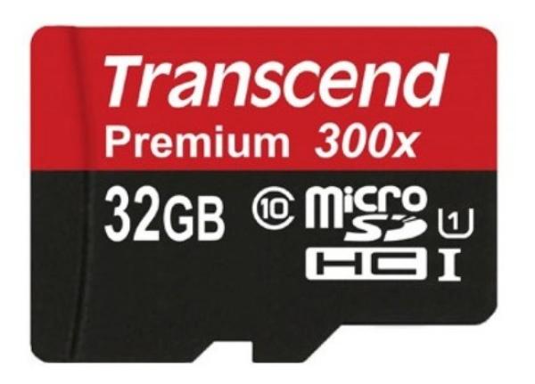 Карта памяти SDHC-micro (TransFlash) 32GB Transcend TS32GUSDU1 Premium, 300x, 45/45МБ/сек, class 10, UHS-I, с адаптером SD