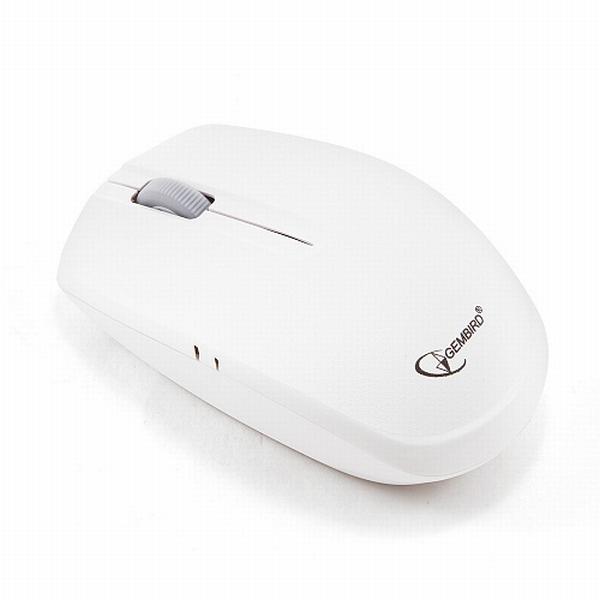 Мышь беспроводная оптическая Gembird MUSW-207, USB, 3 кнопки, колесо, FM 10м, 1000dpi, 1*AA, белый