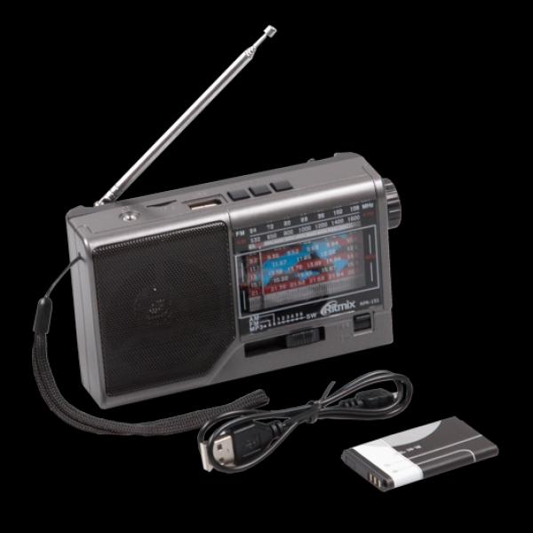 Радиоприемник Ritmix RPR-151, MP3/WMA, AM/FM/SW, USB2.0/SD/microSD, MiniJack, аккумулятор/AA*3шт, черный
