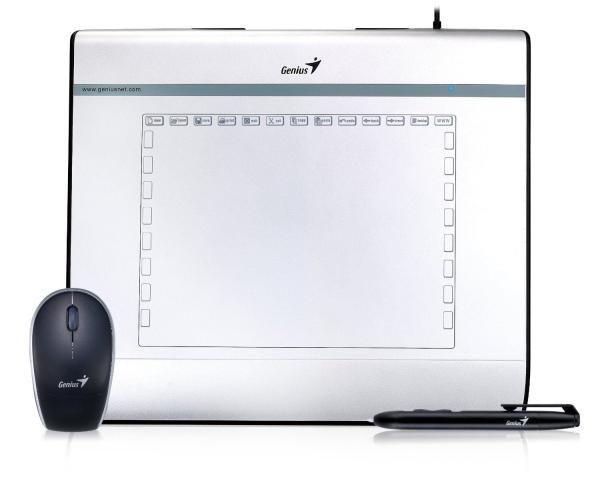 Планшет Genius MousePen i608X, USB, 8*6"/20*15см, 2540lpi, 29 кнопок, беспроводное перо: 2 кнопки, чувствительность 1024 уровня, беспроводная мышь: колесо