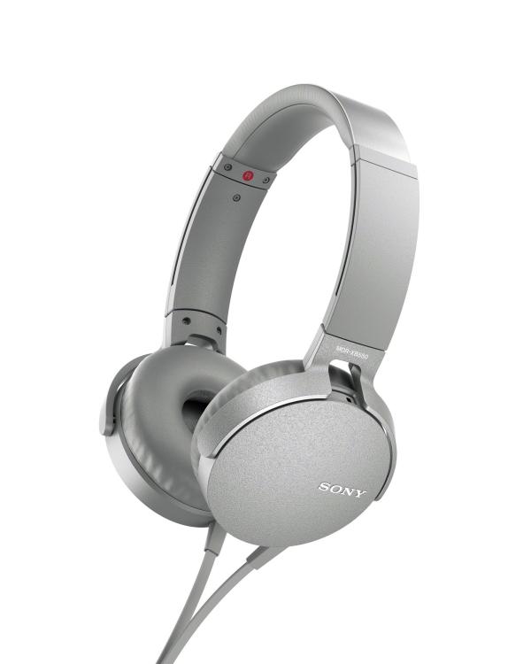 Наушники с микрофоном проводные дуговые закрытые Sony MDR-XB550AP, 30мм, 5..22000Гц, кабель 1.2м, MiniJack(4pin), позолоченные контакты, динамические, белый