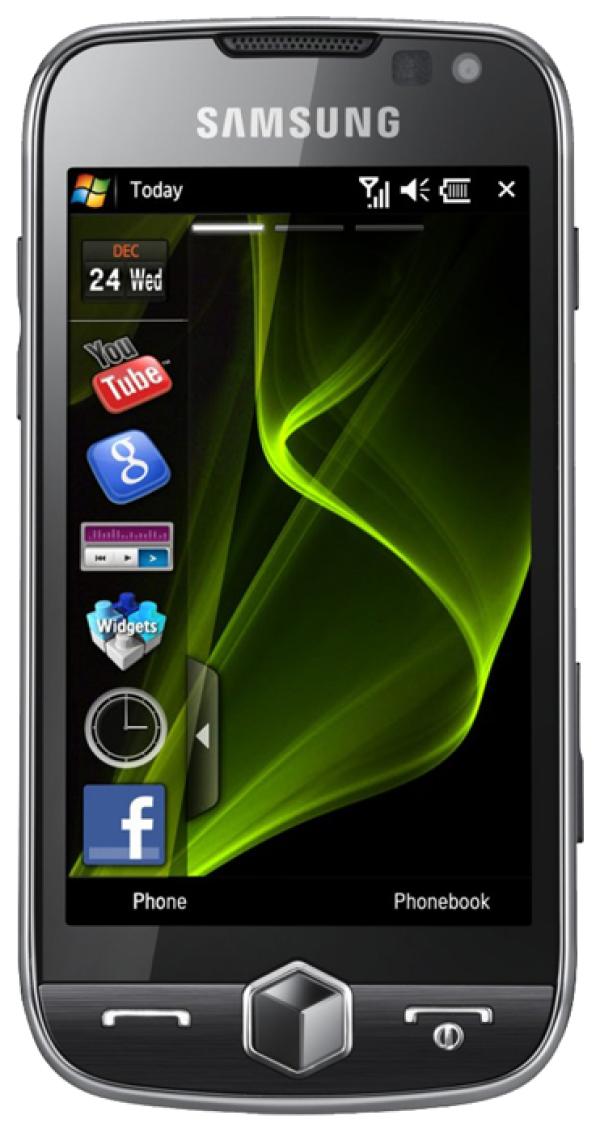 Смартфон Samsung Omnia II GT-i8000, Samsung 800МГц, 8G, RAM 256M, сенсорный 3.7" 480*800, SD-micro, EDGE/GSM/GPRS, BT/WiFi, USB2.0, 5Мпикс, Wind.Mobile 6.5, 60*118*12мм 129г, 430/12ч, черный