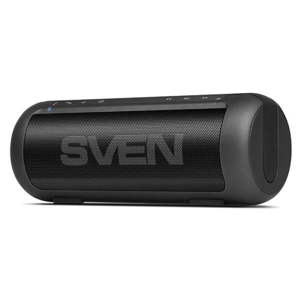 Колонки  Bluetooth  мобильные с MP3 плеером Sven PS-200BL, 10Вт, 100..22000Гц, линейный вход, микрофон, FM-радио, SD-micro, аккумулятор, пластик, 220*85*85мм 700г, черный