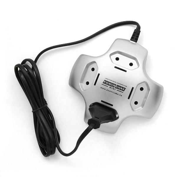 Удлинитель электропитания PowerCube PCM - 4S, 1.8м, 4 розетки, квадратный, серебристый