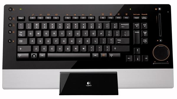 Клавиатура беспроводная Logitech diNovo Edge, USB, BT 10м, Multimedia 7 кнопок, подставка для запястий, TouchPad, подсветка 1 цвет, аккумулятор Li-Ion, черный-серебристый, 967685-0112