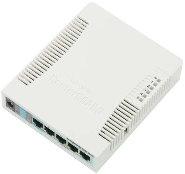 Маршрутизатор WiFi MikroTik RB951G-2HnD, 4*RJ45 LAN 1Гбит/с, 1*RJ45 WAN 1Гбит/с, 802.11n 300Мбит/с, 2.4ГГц, USB2.0