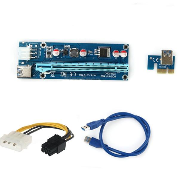 Riser Card 006cm, PCI-Ex16, PCI-Ex1 -> PCI-E x16, 6pin + MOLEX