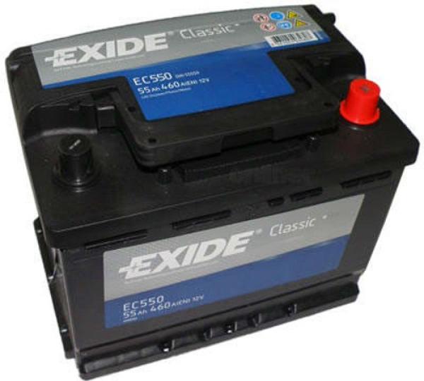 Батарея аккумуляторная автомобильная Exide Classic EC550, 12В*55Ач, 460А, 242*190*175мм, обратная полярность