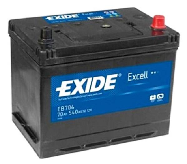 Батарея аккумуляторная автомобильная Exide Excell EB704, 12В*70Ач, 540A, 270*222*173мм