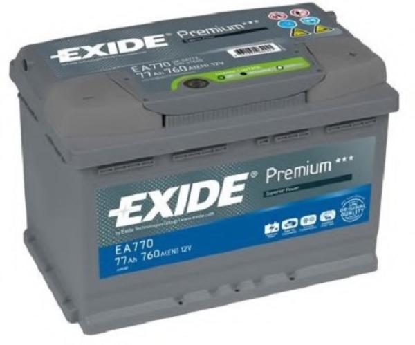 Батарея аккумуляторная автомобильная Exide Premium EA770, 12В*77Ач, 760A, 278*190*175мм