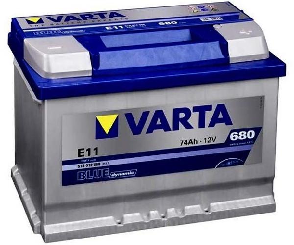 Батарея аккумуляторная автомобильная Varta Blue E11 / 574012068, 12В*74Ач, 680A, 278*190*175мм, обратная полярность