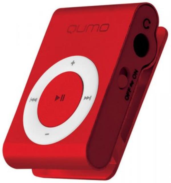 Плеер MP3 Флэш QUMO Red, 4GB, MP3/WMA, USB2.0, FM радио, аккумулятор, 6ч, клипса, металл, красный